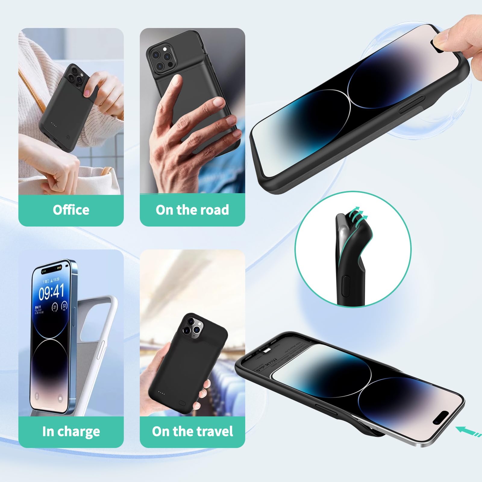 7000mAh Rechargeable Power Bank Case for iPhone 14 Plus/14 Pro Max/13 Pro Max/12 Pro Max - Portable External Battery Charger with Protective Cover - Perfect for Travel, Outdoor Activities and Emergency Charging