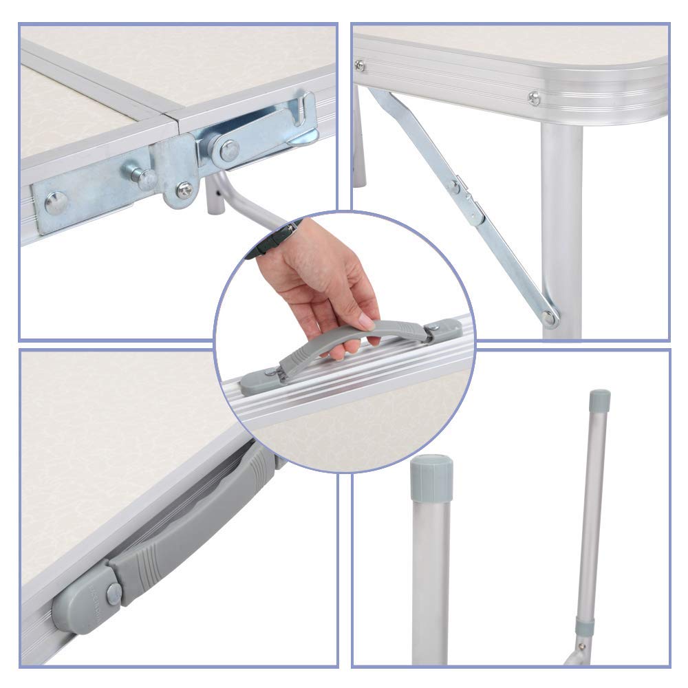 3FT Portable Folding Aluminum Picnic Table - Adjustable Height Camping Table with Carry Handle for Outdoor, Indoor, Beach, BBQ & Party Use | Multipurpose Lightweight Compact Design for Travel, Tailgating & Home Events