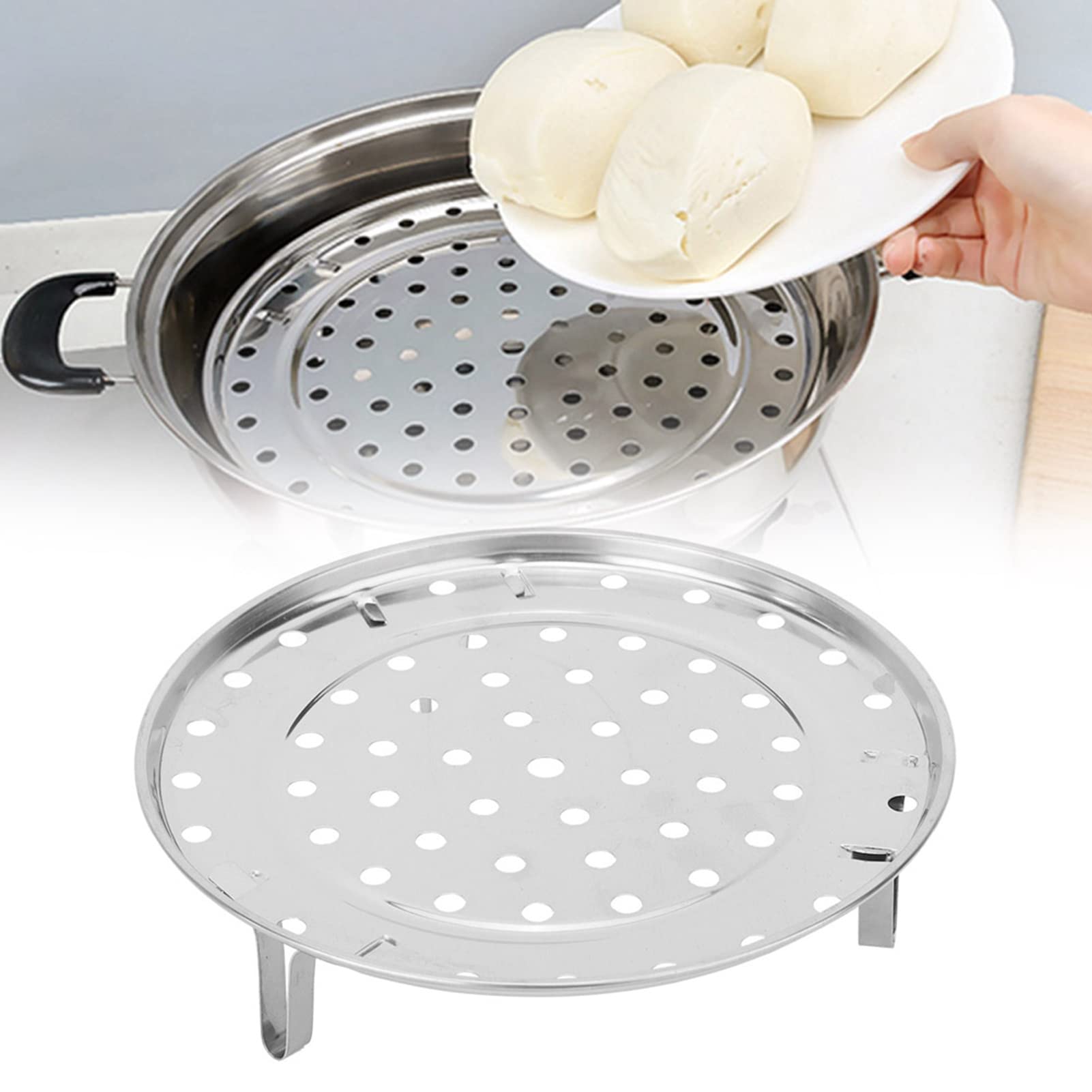 Stainless Steel Steamer Rack - Round Steaming Basket for Canning, Stock Pot, Pressure Cooker - Perfect for Cooking, Toasting Bread, Baking & Salad Prep - Durable & Versatile Kitchen Tool