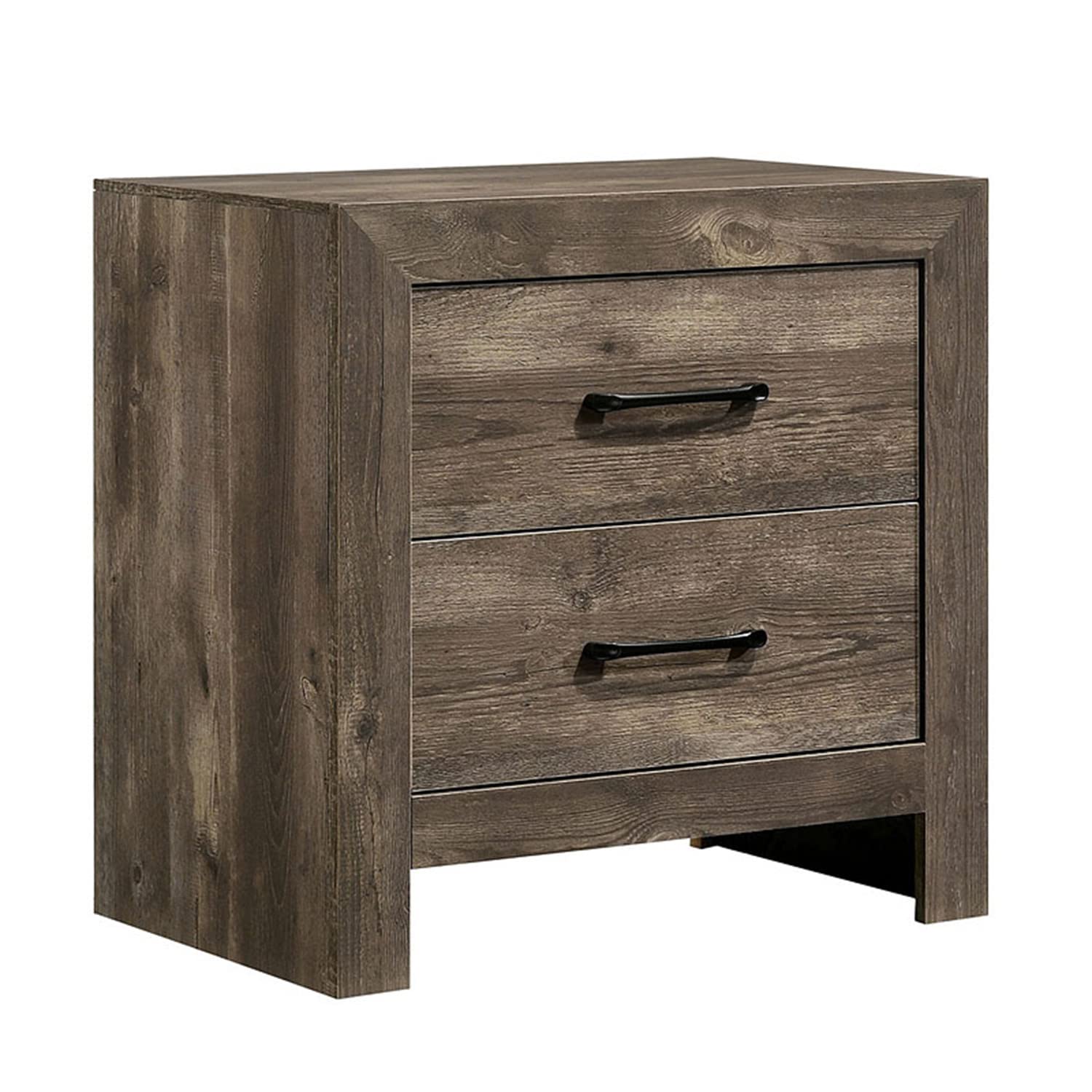 Bidook 1pc Nightstand - Natural Tone Faux Wood Veneer with Bar Drawer Pulls - Perfect for Bedroom, Living Room, or Office Storage