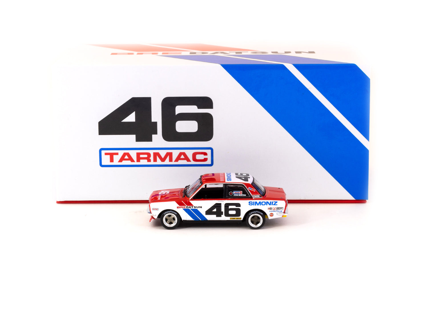 Tarmac Works 1/64 Scale BRE Datsun 510 Trans Am 2.5 Championship 1972 #46 Diecast Model Car - TWOC 2022-23 Membership Exclusive - Perfect for Collectors & Racing Enthusiasts - Display Case & Gift Box Included