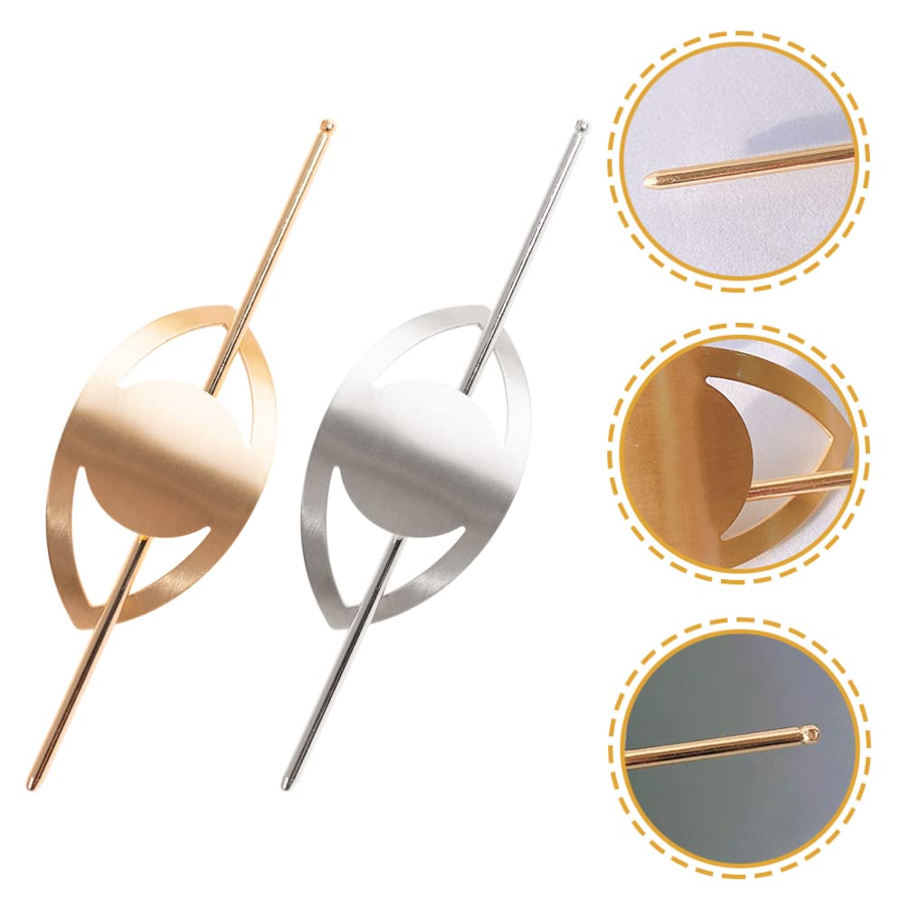 LALAFINA 2pcs Metallic Hair Clips for Women & Girls - Korean Style Hair Sticks, Hair Pins for Updo, Bun & Ponytail - Perfect for Weddings, Parties & Daily Use