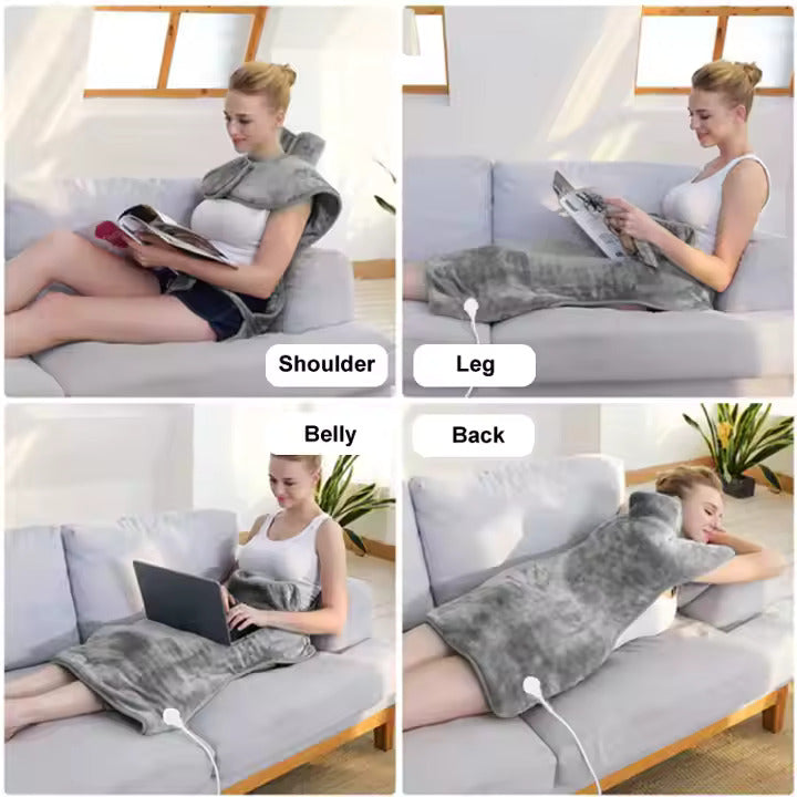 INSTA HEAT BACK Heating Pad - Fast Heating, Soft Micro Plush, 6FT Long Power Cord for Full Coverage - Electric Heating Pad for Back Pain Relief, Muscle Relaxation - Perfect for Home, Office & Car Use