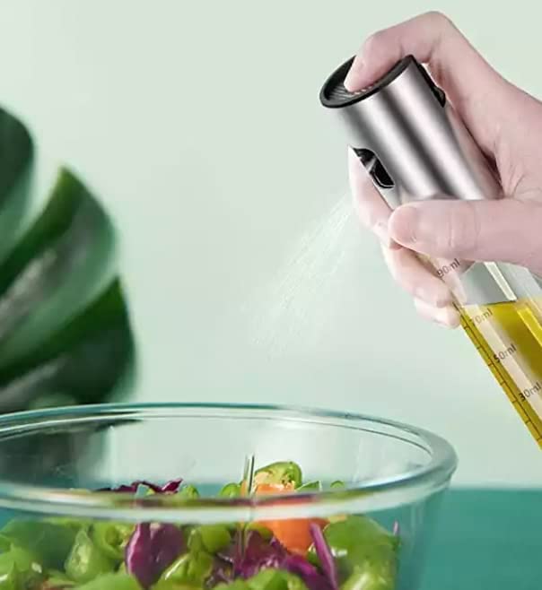Stainless Steel Oil Sprayer for Cooking - 100ml Olive Oil Mister for Air Fryers, Baking, Roasting & Frying | Oil Spray Bottle & Vinegar Soy Sauce Dispenser | Perfect for Kitchen, BBQ & Healthy Cooking