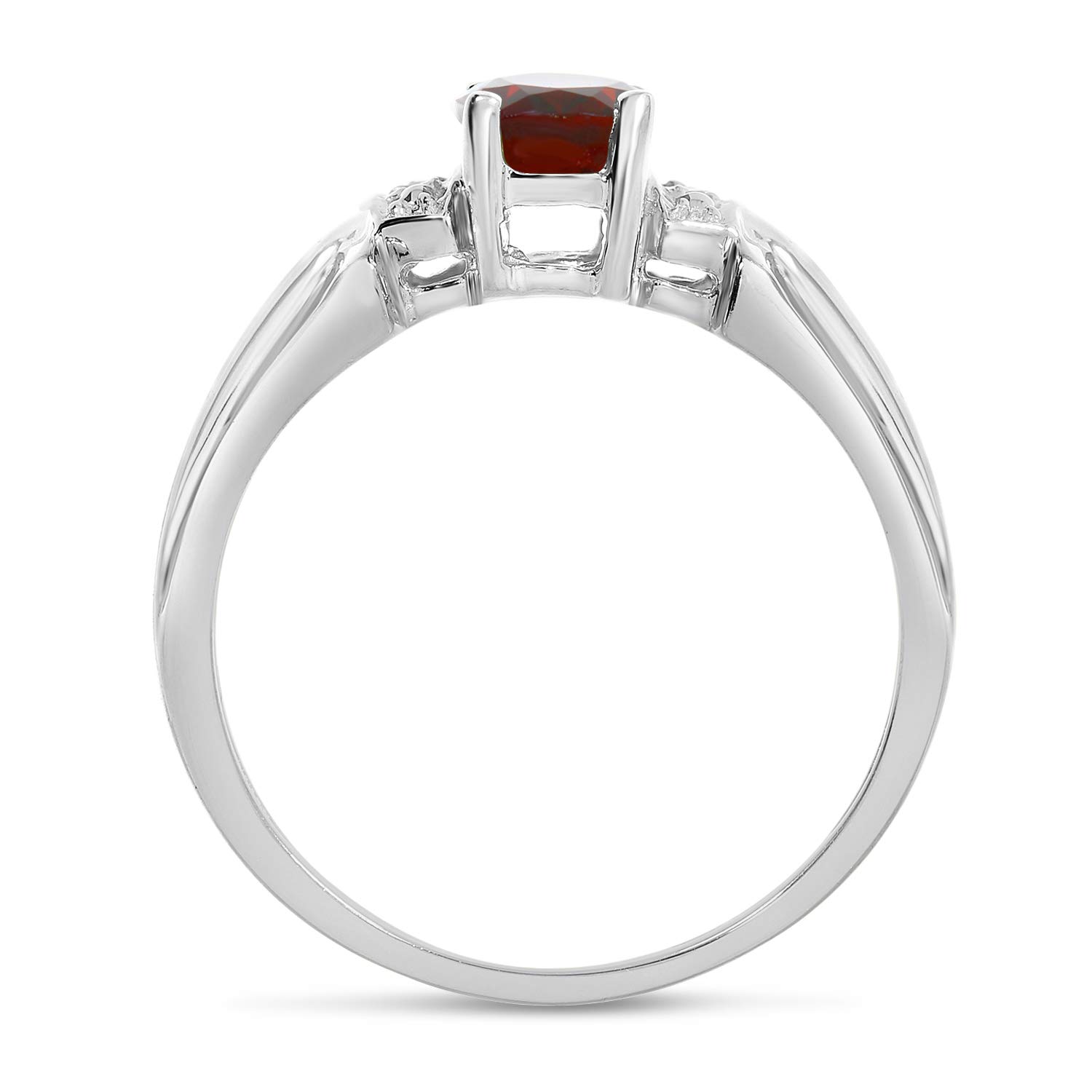 10K White Gold Oval Garnet and Diamond Ring for Women - Elegant Birthstone Jewelry Gift for Anniversary, Engagement, or Special Occasion