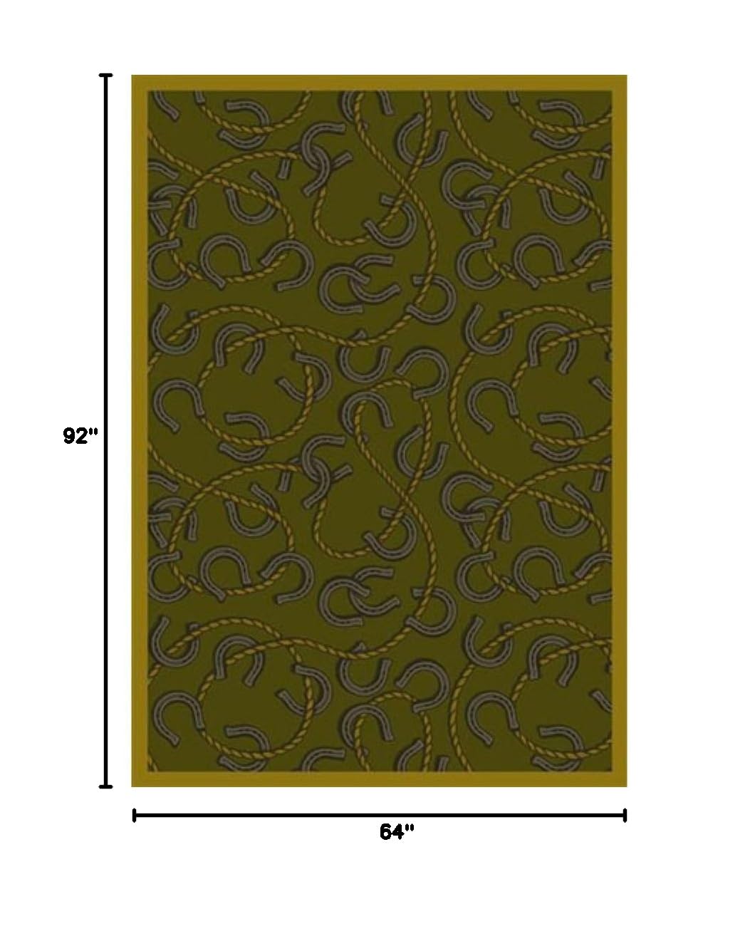 Joy Carpets Kaleidoscope Rodeo Whimsical Area Rug - Non-Slip Olive Green Kids Playroom Rug for Nursery, Bedroom & Play Area