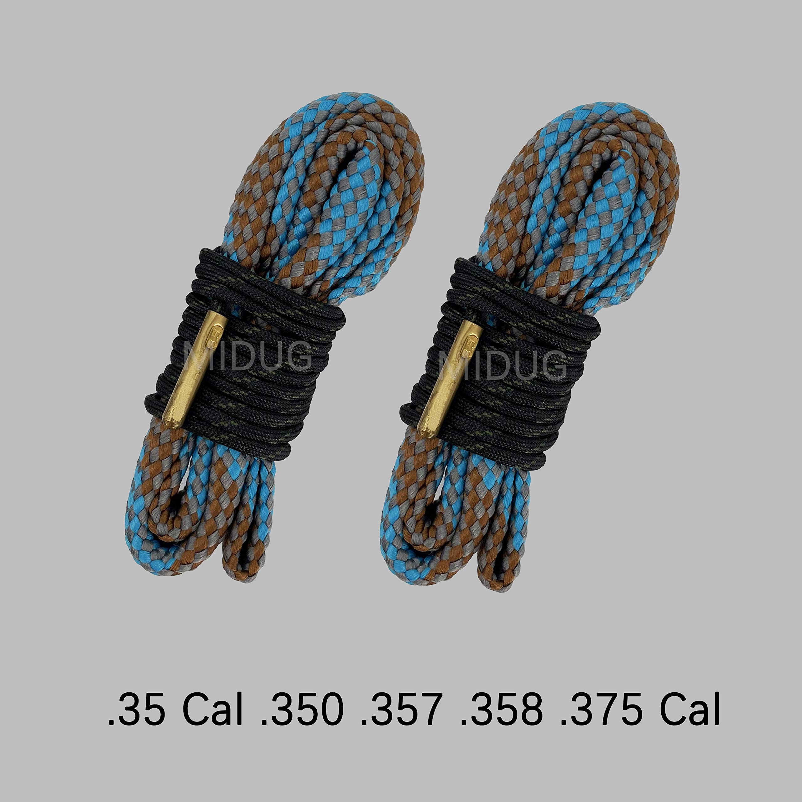 2 Pack Gun Cleaning Snake Rope - Rifle Bore Brush for Pistol, Handgun, Shotgun - Fits .22, .223, 5.56mm, .380, 9mm, 12GA, .308, .357, .44, .45 Caliber - Perfect for Range Maintenance & Firearm Care