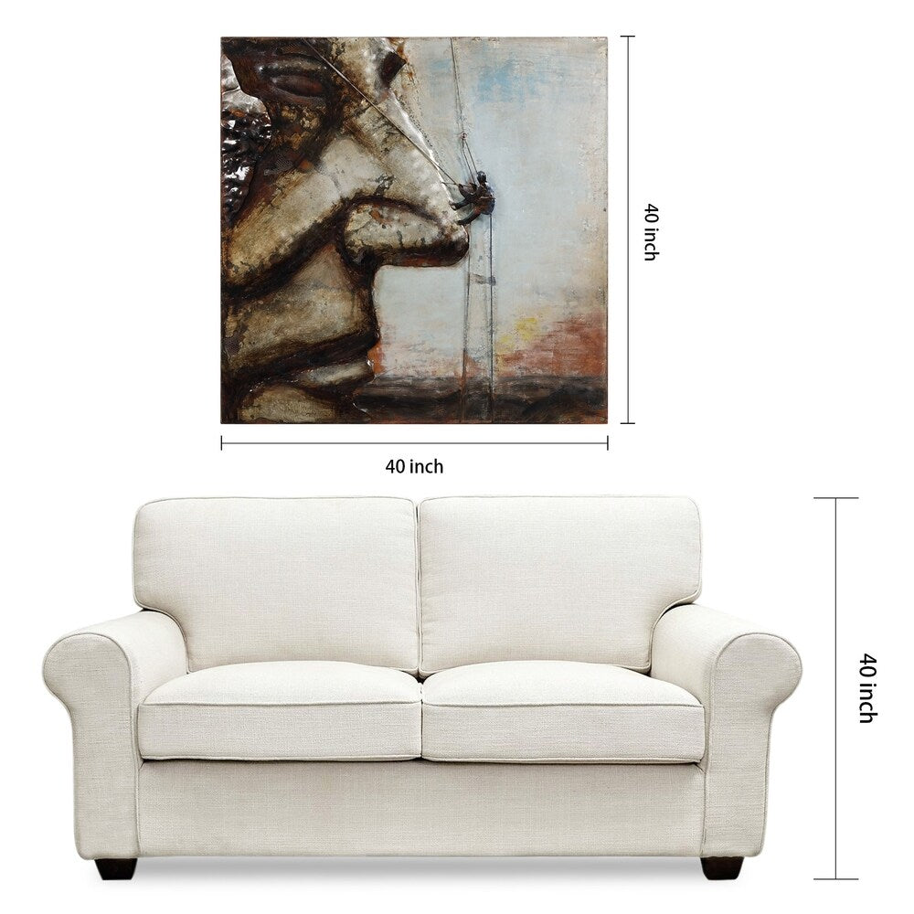 Ascent on Rushmore Mixed Media Iron Hand-Painted 3D Wall Art - Mountain Landscape Decor for Living Room, Bedroom & Office