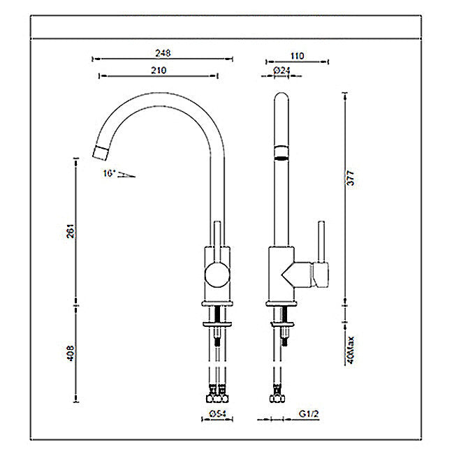 Gareth Ashton Lucia Kitchen Mixer Tap Brushed Brass 3K4 BB - Modern Faucet for Sink, Dishwashing & Cooking - Perfect for Home, Restaurant & Commercial Use