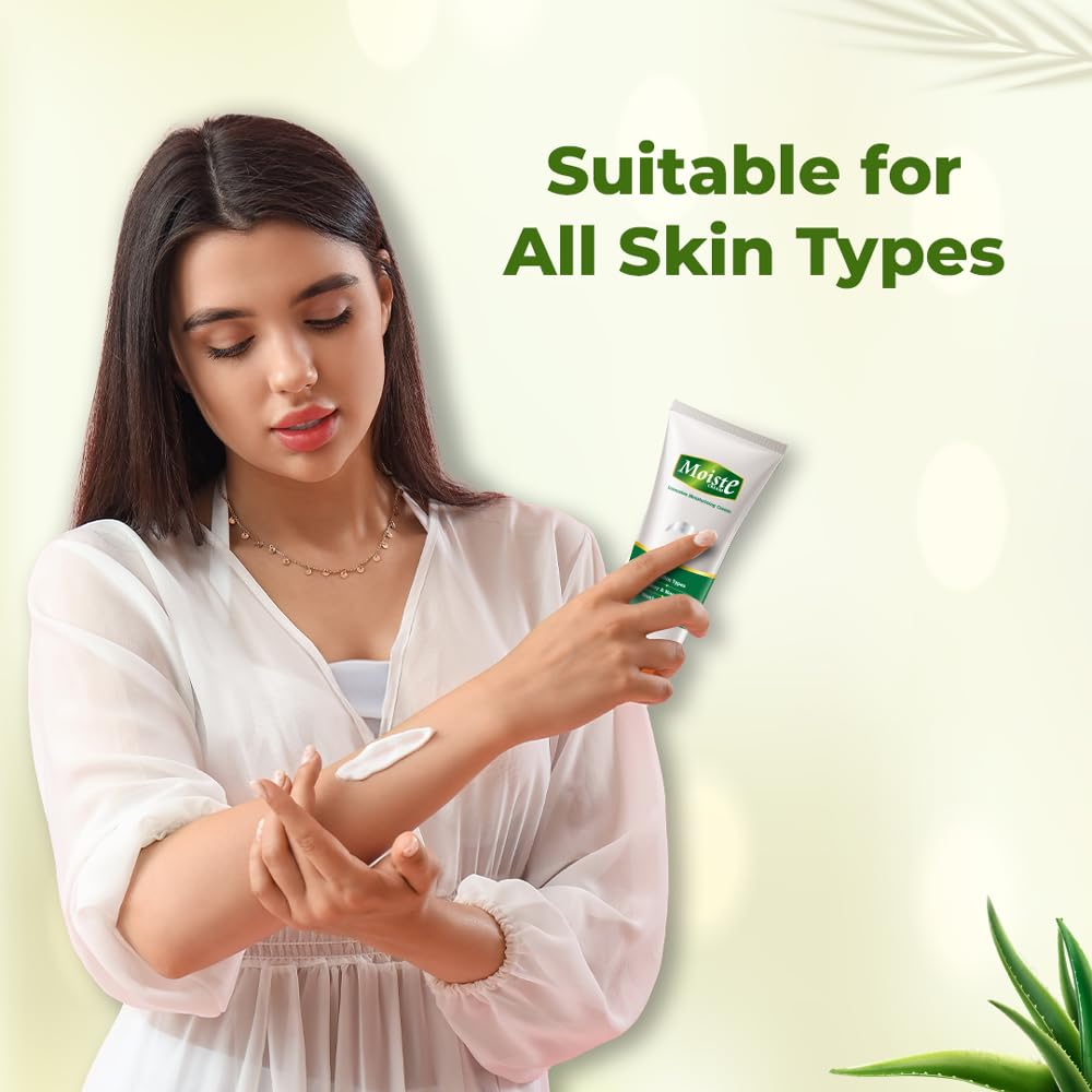 AZISTA Aloe Vera Moisturizing Cream with Tea Tree Oil & Vitamin E - Hydrating & Soothing Face Cream for Dry, Sensitive Skin - Unisex Skincare for Men & Women - Perfect for Daily Use & Night Routine - 100g Tube (Pack of 1)