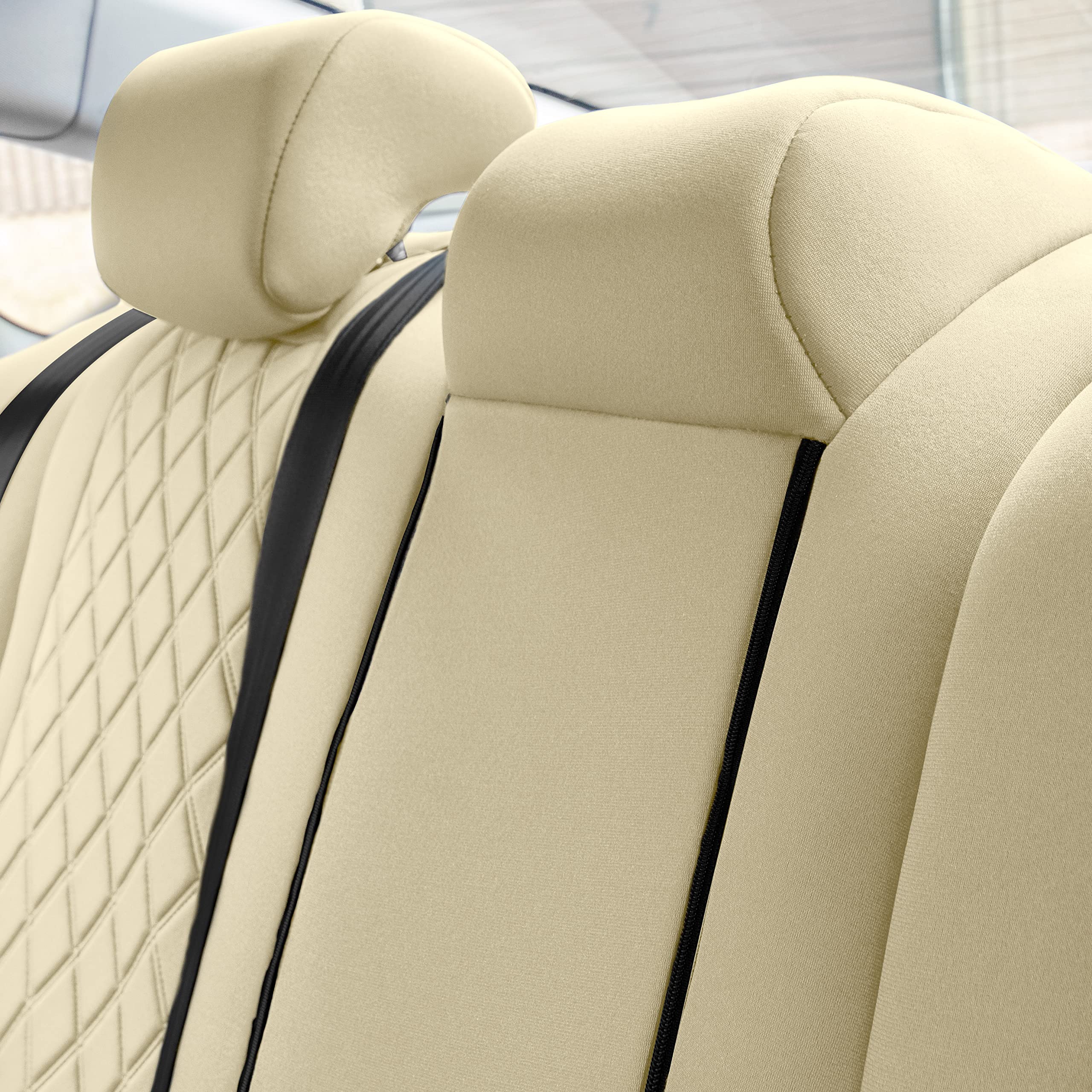 FH Group Custom Fit Neoprene Seat Covers for 2018-2022 Honda Accord (Touring/Sport/SE/EX/EX-L) - Full Set Waterproof Beige Car Seat Protectors | Durable Honda Accessories for Daily Commute & Road Trips