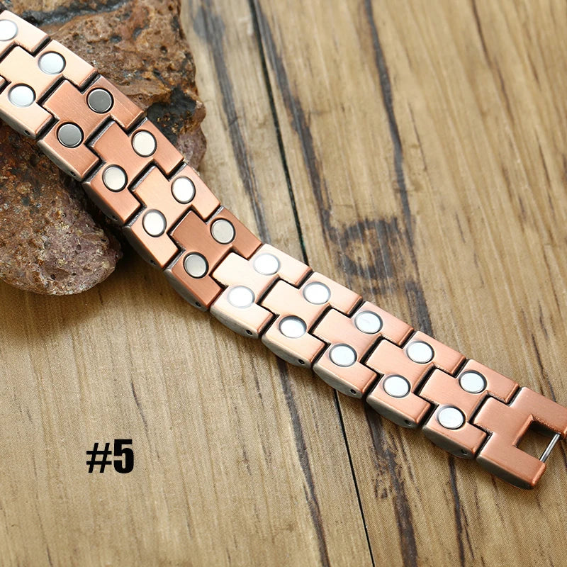 Men's Magnetic Health Bracelet - Pure Copper Energy Bracelet with Blood Pressure Magnets | Pain Relief & Improved Circulation | Perfect for Fitness, Work & Daily Wear