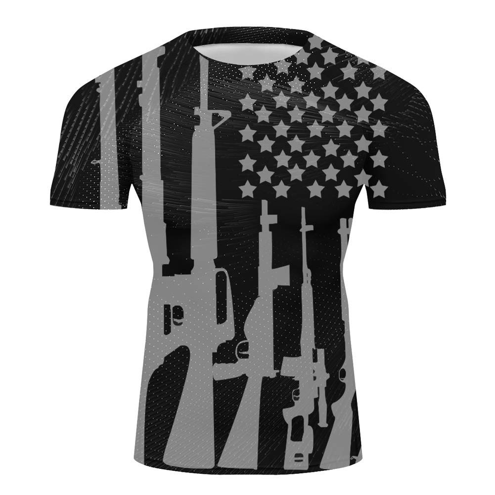 O2TEE Men's Casual Short Sleeve Graphic T-Shirt with American Flag Design - Comfortable Cotton Tee for Training, Gym & Everyday Wear (Sizes S-XXL) - Perfect for Patriotic Events, Workouts and Casual Outfits