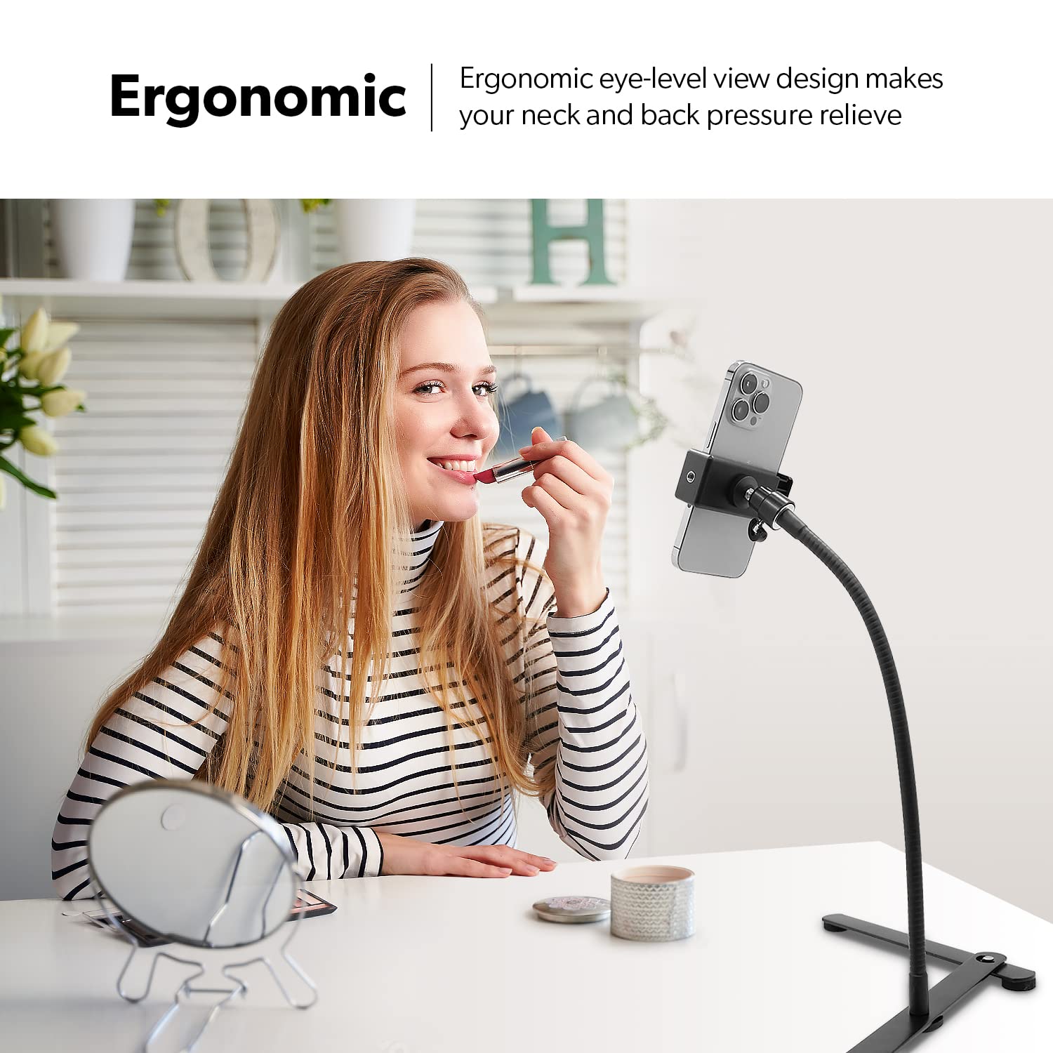LimoStudio 13.6-Inch Flexible Gooseneck Phone Tripod Stand - Lightweight Overhead Tabletop Mount for iPhone, Galaxy, Pixel (Model AGG3314) - Perfect for Video Calls, Live Streaming & Content Creation