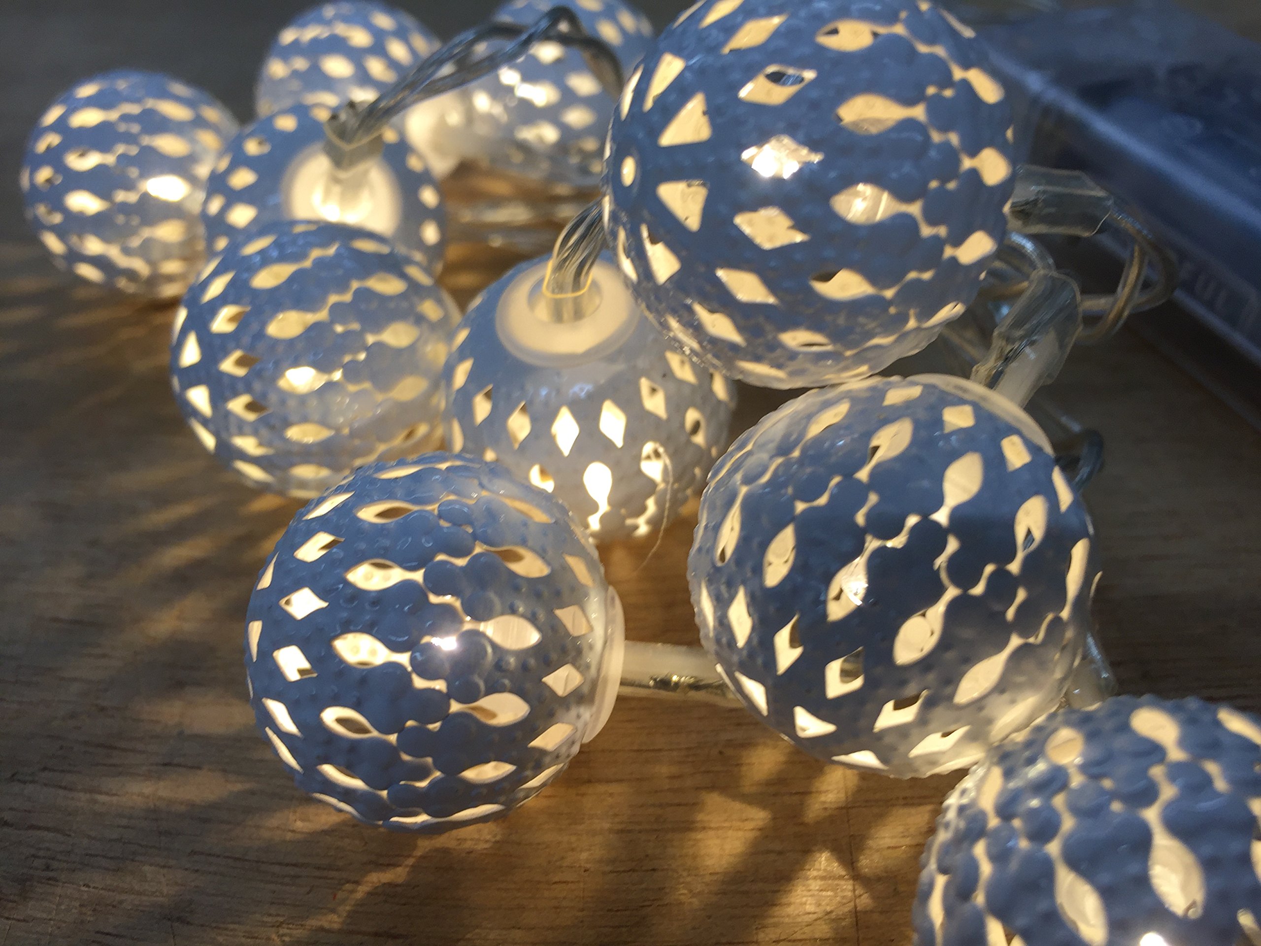 Metal Ball Decorative Light - Warm White, 30cm Lead Cable, Battery Operated (AA Batteries Not Included) - Perfect for Bedroom, Living Room & Home Decor