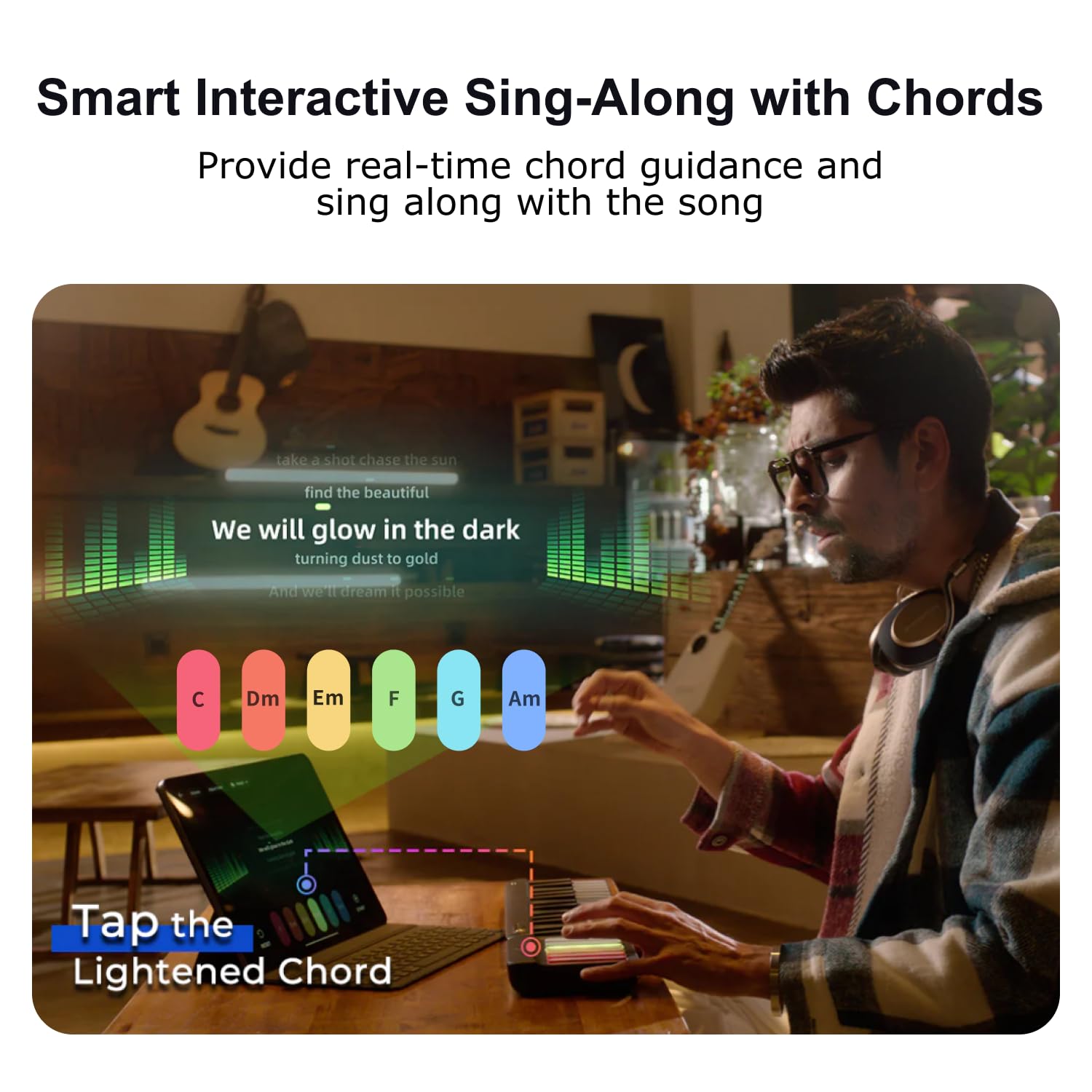 Smart Piano Keyboard with Speaker - 88 Key Electric Keyboard for Beginners, Rainbow Backlit Keys, 256 Tones & 100+ Chords, MIDI Controller with Sustain Pedal Jack - Perfect for Home Learning, Music Production & Live Performances