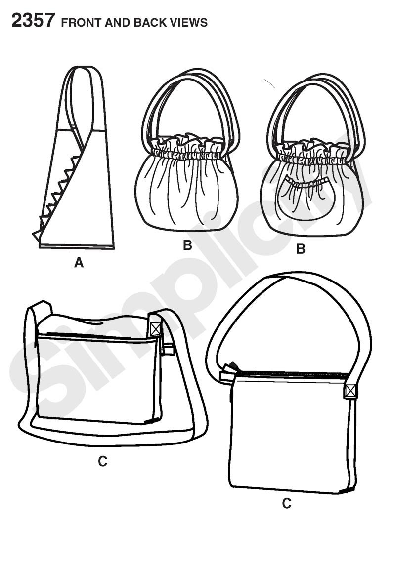 Simplicity Hoodie's Collection Pattern 2357 Women's Bags and Purses - Fashionable Crossbody & Shoulder Bags for Everyday Use, Work, and Travel