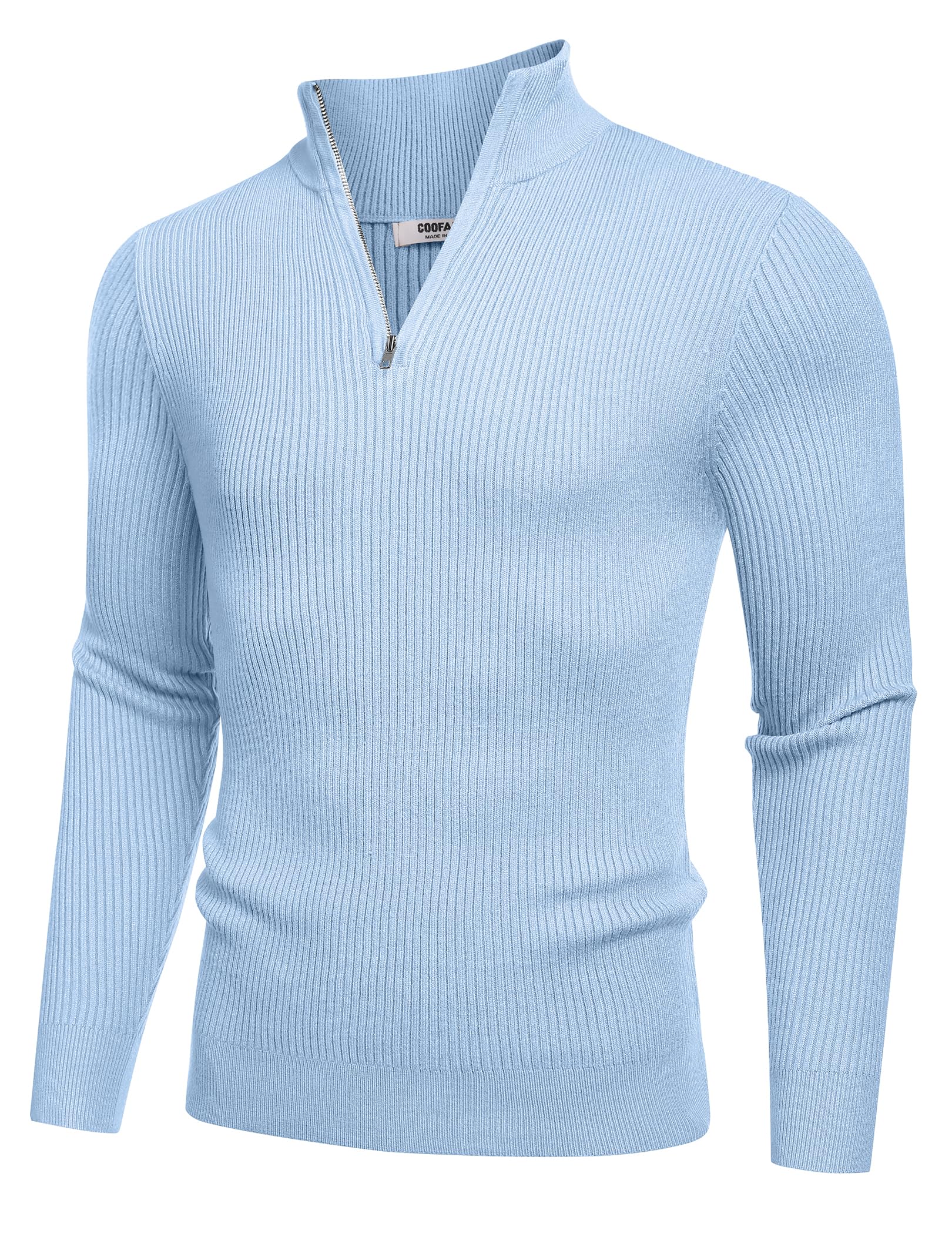 COOFANDY Men's Slim Fit Quarter Zip Sweater - Lightweight Knitted Mock Neck Pullover for Casual & Business Wear | Perfect for Office, Outdoors & Travel