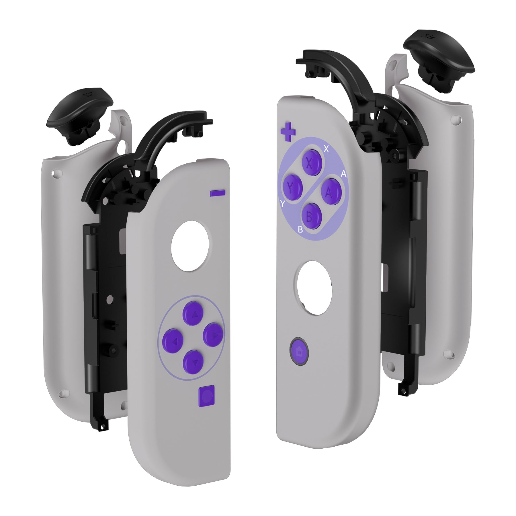 ExtremeRate Classic SNES Style Joycon Controller Shell with Full Button Set - DIY Replacement Housing for Nintendo Switch JoyCon & OLED JoyCon (Console Not Included) CT105 - Perfect for Retro Gaming & Custom Mods