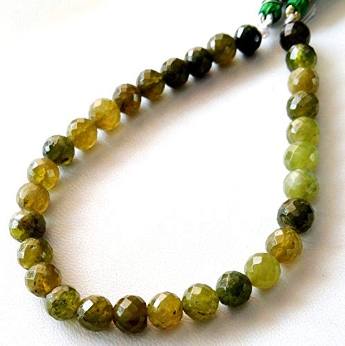 Premium 7-7.5mm Faceted Round Grossular Garnet Beads - 8 Inch Strand | High Quality Gemstone Beads for Jewelry Making, DIY Crafts & Healing Crystals (Code: MVG-32566)