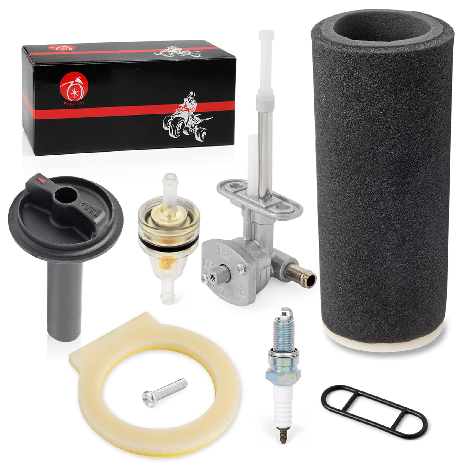 High-Performance Air Filter Foam & Fuel Valve Petcock & Lever Compatible with YAMAHA Grizzly 660 2002-2008 ATV - Perfect for Off-Roading, Hunting & Trail Riding