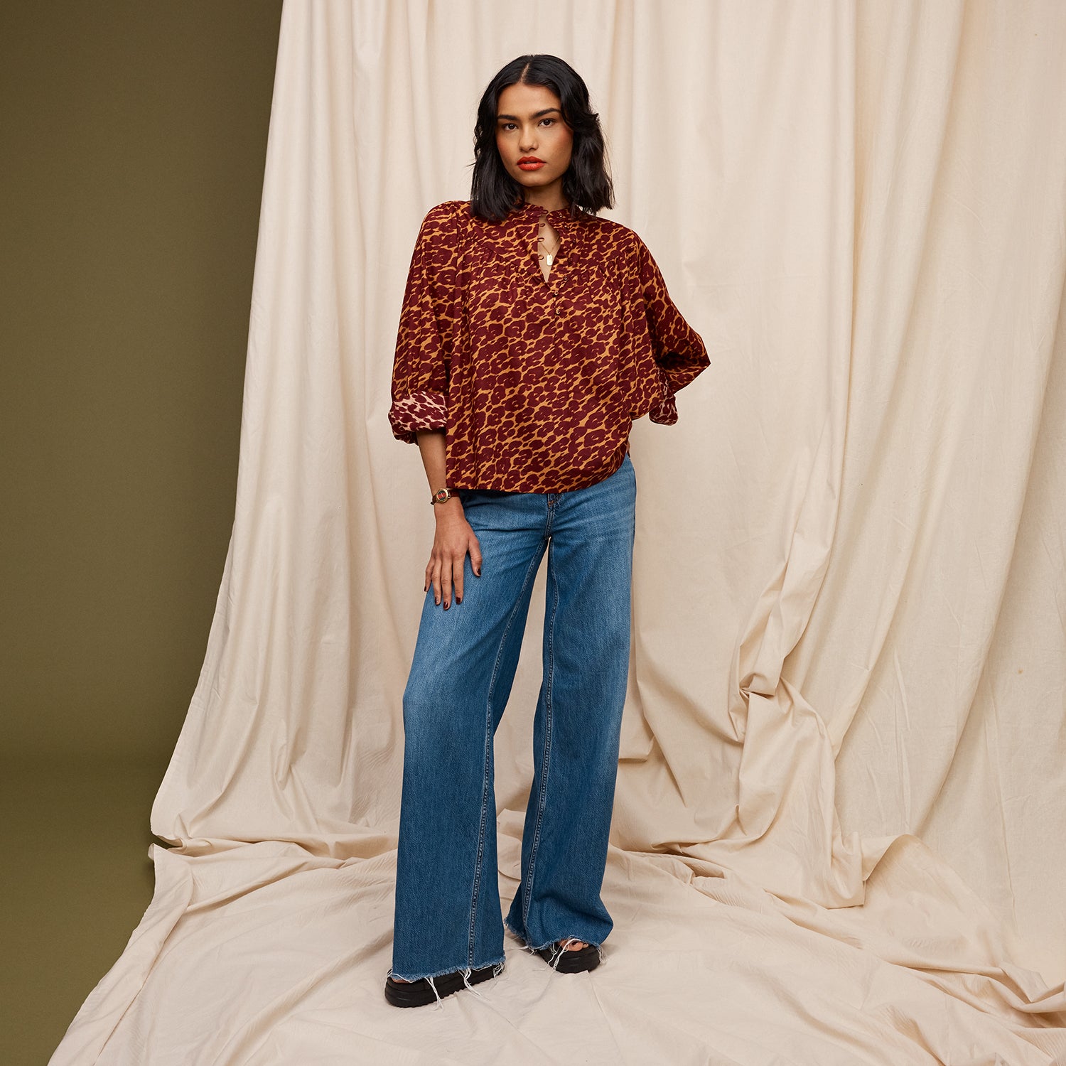 Odette Blouse for Women - Elegant Floral Print Long Sleeve Top - Perfect for Office, Date Night & Special Occasions