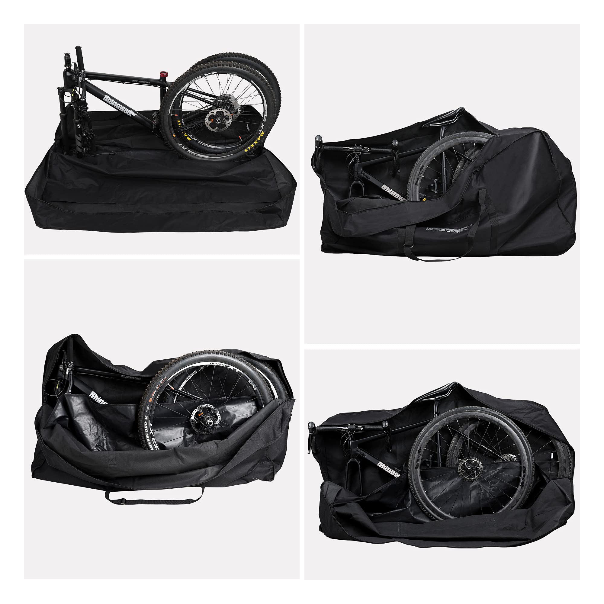 **Rhinowalk 26 Inch Bike Transport Bag - Waterproof Foldable Bicycle Travel Case for Mountain & Road Bikes - Ideal for Train, Airplane, and Car Travel (Black)**