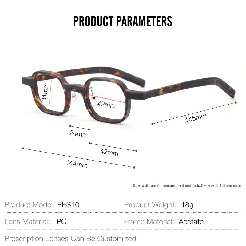 Aror Unisex Full Rim Square Acetate Titanium Eyeglasses 49410 - Stylish & Durable Frames for Men & Women - Perfect for Reading, Work, and Everyday Fashion