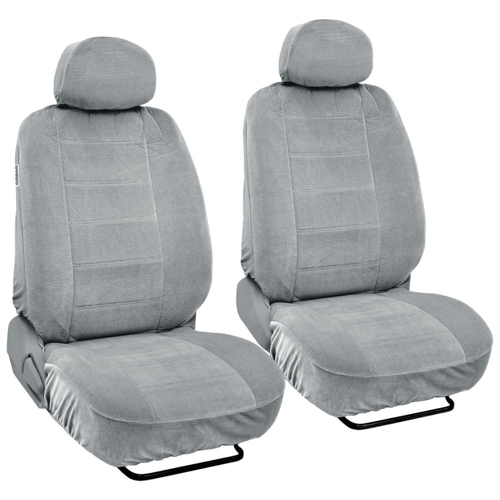 BDK Classics PolyVelour Seat Covers for Trucks, SUVs & Cars - Large Gray - Universal Fit, Premium Protection for Drivers & Passengers - Perfect for Road Trips, Commuting & Everyday Use