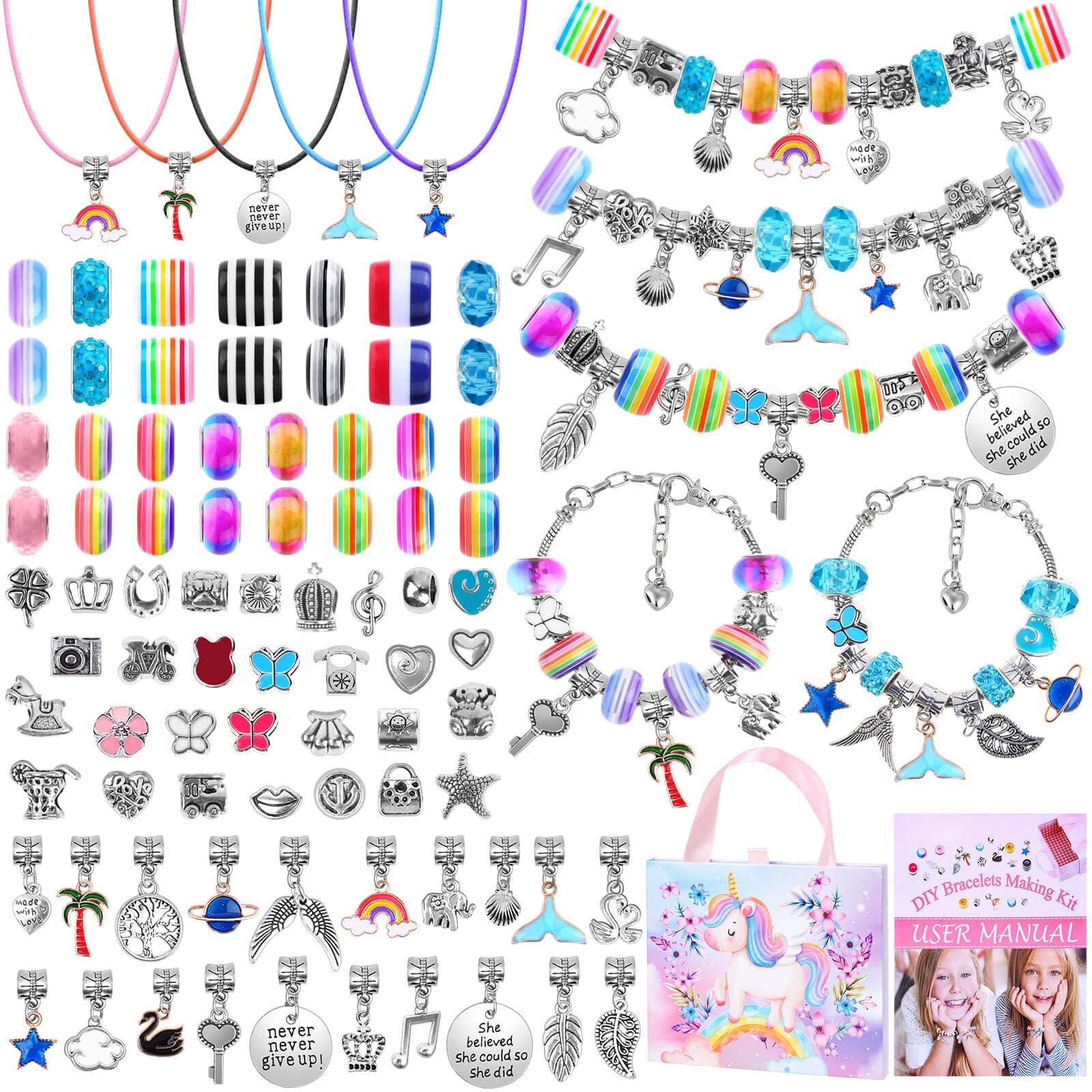 Thrilez DIY Bracelet Making Kit for Girls - 97Pcs Jewelry Craft Set with Beads, Charms, Bracelet Strings & Necklace Supplies - Creative Gift for Kids, Teens & Women - Perfect for Birthday Parties, Arts & Crafts Projects, and DIY Jewelry Making