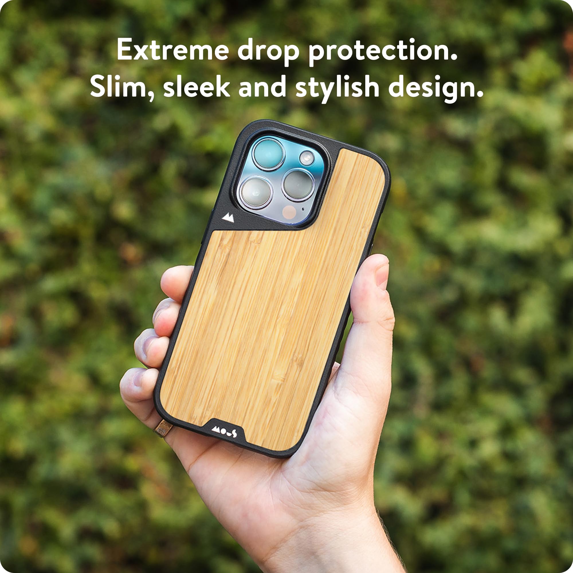 Mous Limitless 5.0 MagSafe Compatible Case for iPhone 15 Pro Max - Premium Bamboo Design - Shockproof & Protective Phone Cover - Perfect for Outdoor Adventures, Work & Daily Use