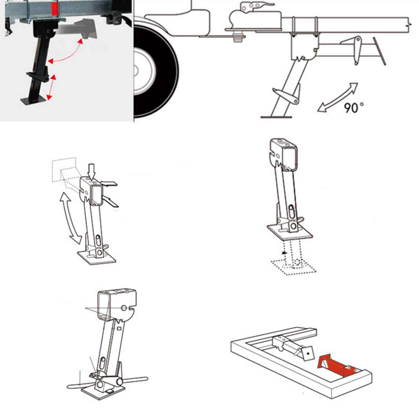 Heavy Duty Trailer Stabilizer Jacks - 650lbs Support, 1000lbs Capacity, Adjustable Swing Down Outriggers for Vehicle Support | Perfect for RV, Camper, Trailer Stabilization & Leveling