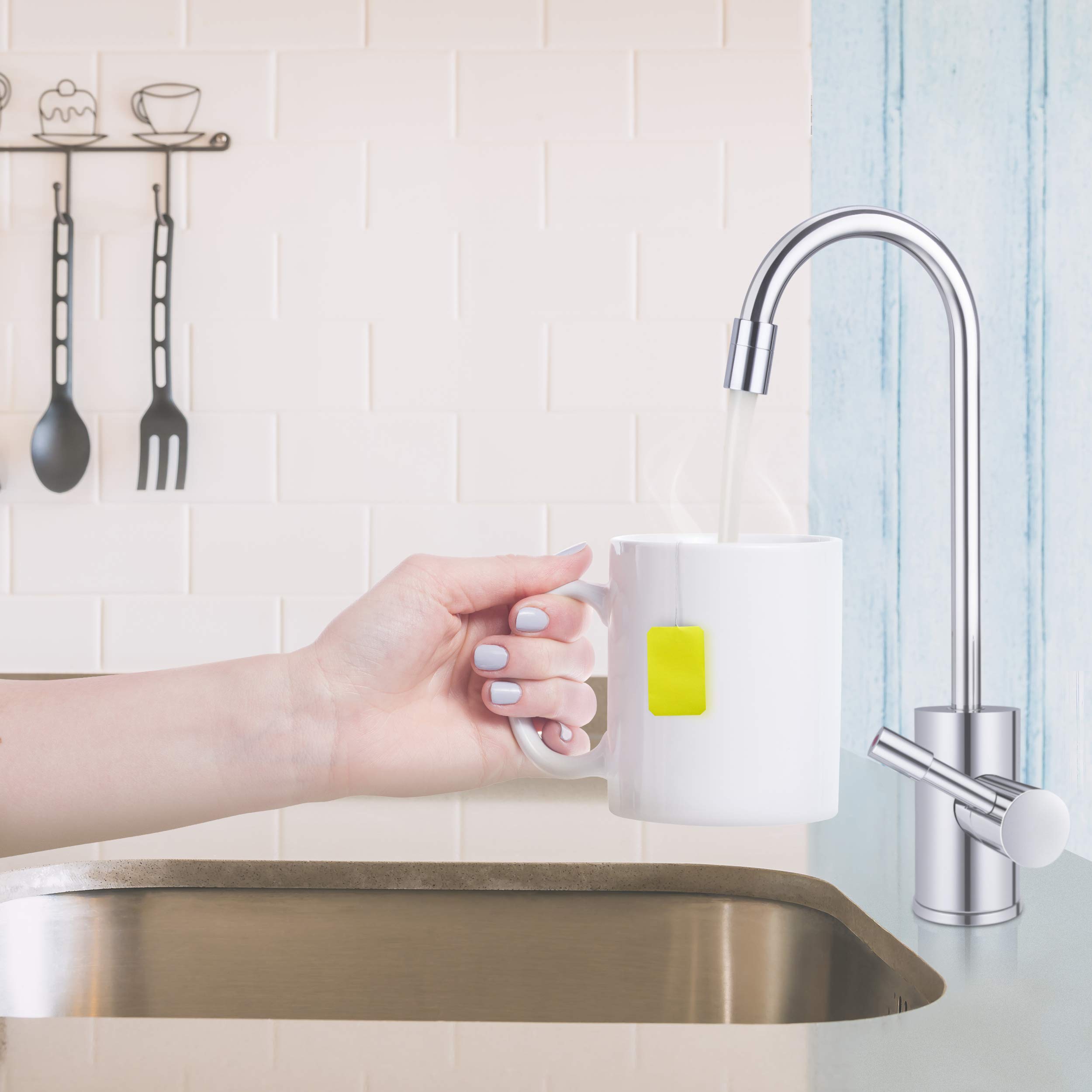 Ready Hot RH-F570-CH Faucet for Instant Hot Water Dispenser - Insulated, Safety Lock Handle, Single Lever, Polished Chrome Finish - Perfect for Kitchen Sinks & Coffee Stations