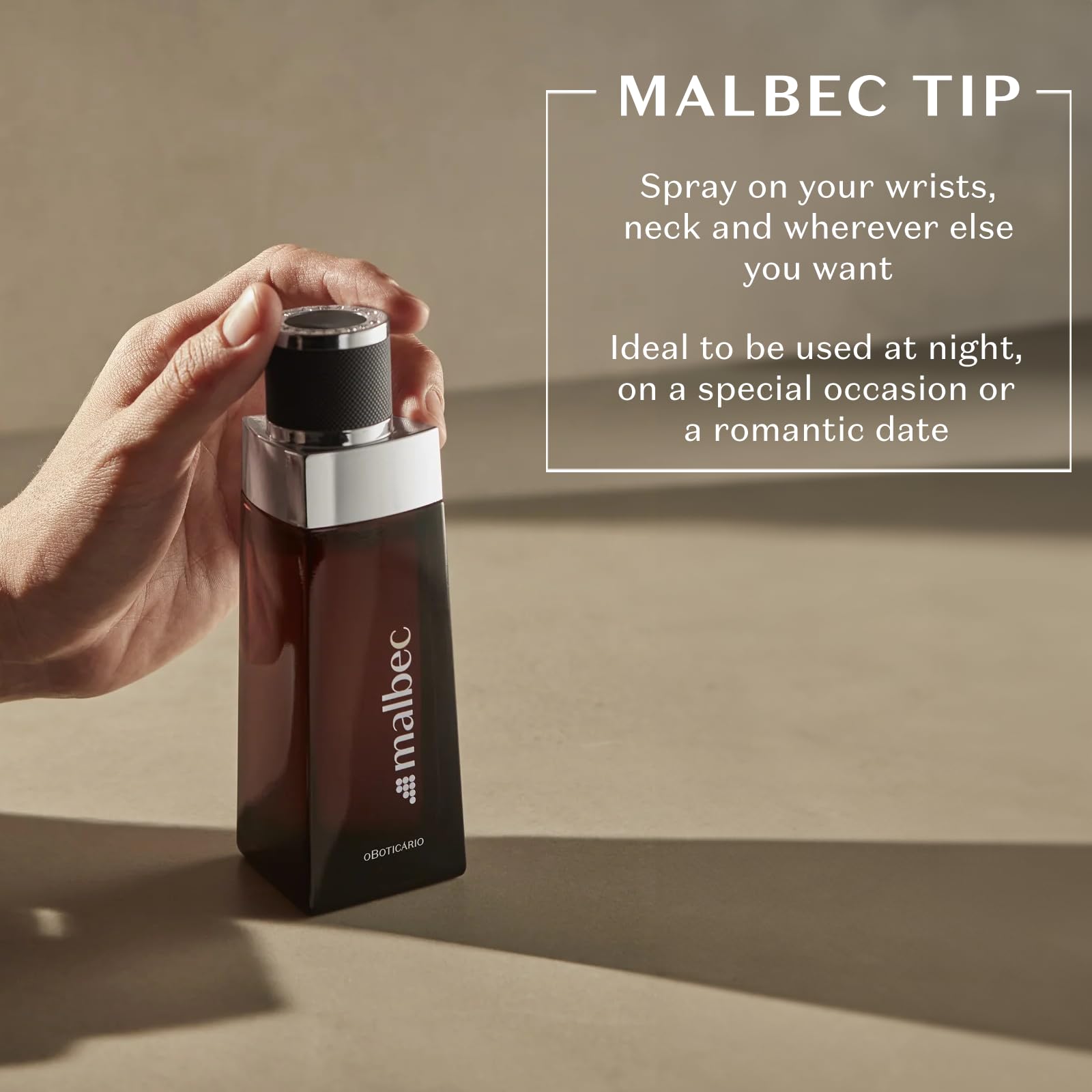 O Boticario Malbec Eau de Toilette for Men - Long-Lasting Cologne with French Oak Barrel-Aged Red Wine & Woody Amber Notes - 3.4 oz Perfume | Perfect for Date Nights, Office Wear & Special Occasions