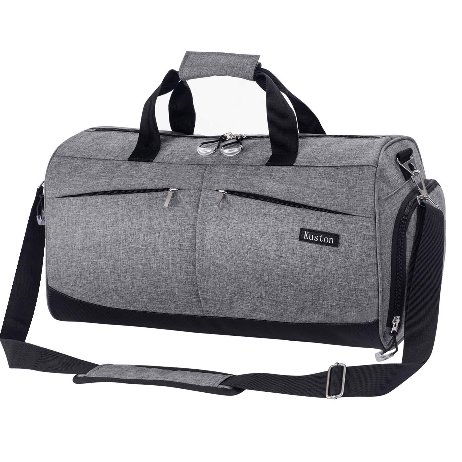 Kuston Sports Gym Bag with Separate Shoes Compartment & Wet Pocket - Durable Gym Duffel Bag for Men & Women - Perfect for Workouts, Travel & Overnight Trips - Grey