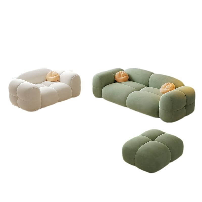 Modern Light Green/Cream/Citrus 4-Seater Standard Sofa with Solid Color Design - Perfect for Living Room, Lounge & Family Gatherings