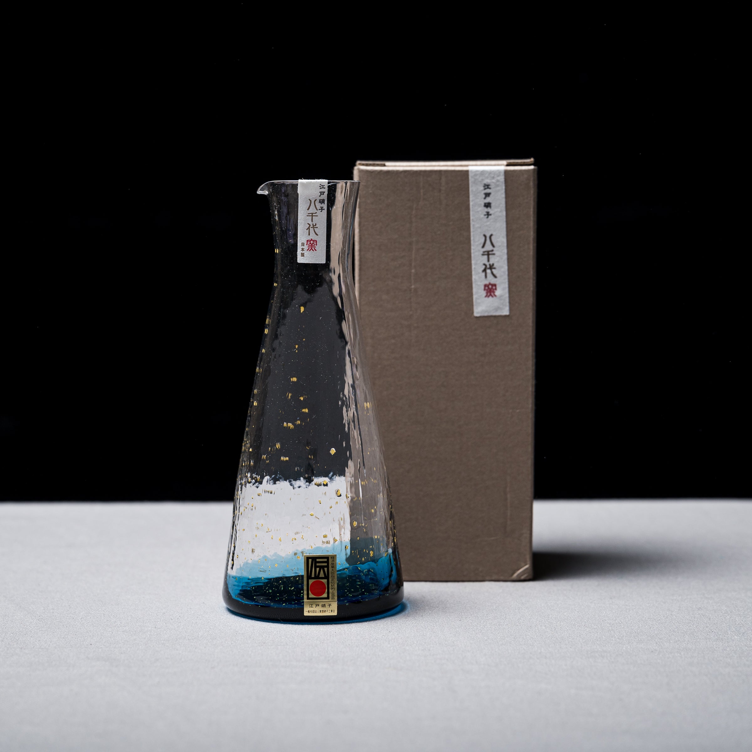 Edo Glass Carafe by Yachiyo Kiln - Stardust Design, Handcrafted Japanese Glass Pitcher for Water, Juice & Wine | Elegant Home Bar & Dining Table Decor
