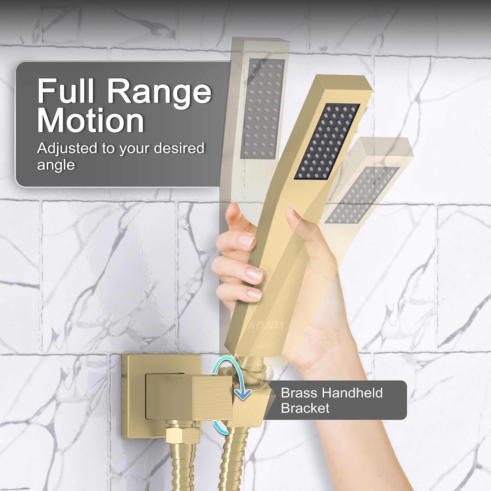 Luxury 12 Inch Rain Shower Head with Handheld Shower Combo Set - Wall Mounted Bathroom Shower System with Mixer Valve & Brush Gold Finish - Perfect for Modern Spa-Like Showers and Master Bathroom Renovations