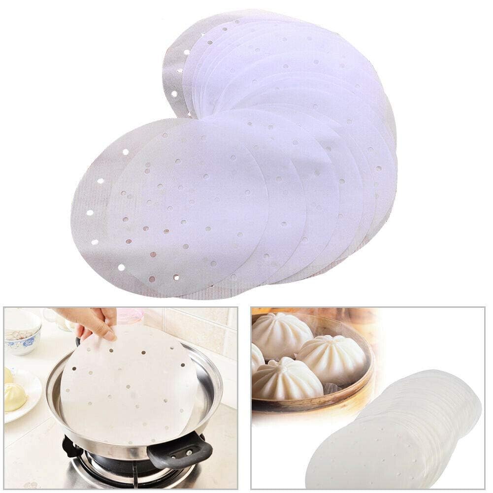 100pcs 10-Inch Air Fryer Liners & Bamboo Steamer Liners - Premium Perforated Parchment Paper, Non-Stick Steaming Mats for Healthy Cooking | Perfect for Air Fryers, Instant Pots & Asian Cuisine