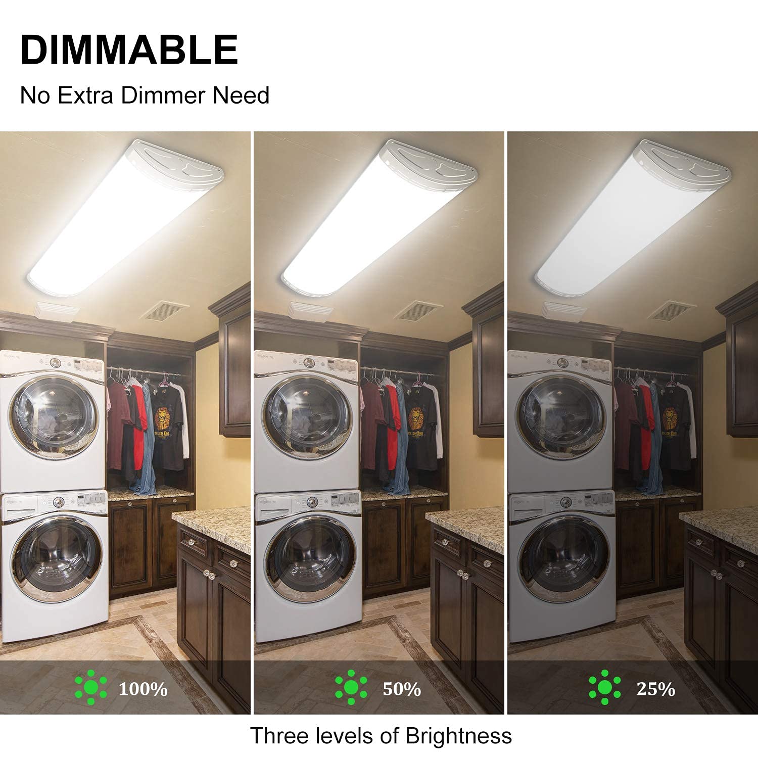 4FT LED Light Fixture 80W 8800 Lumens, Dimmable 4 Foot Flush Mount Ceiling Light 4000K Cool White - Energy Saving Indoor LED Lighting for Kitchen, Laundry Room, Garage, Basement, Workshop - Fluorescent Replacement (2 Pack)