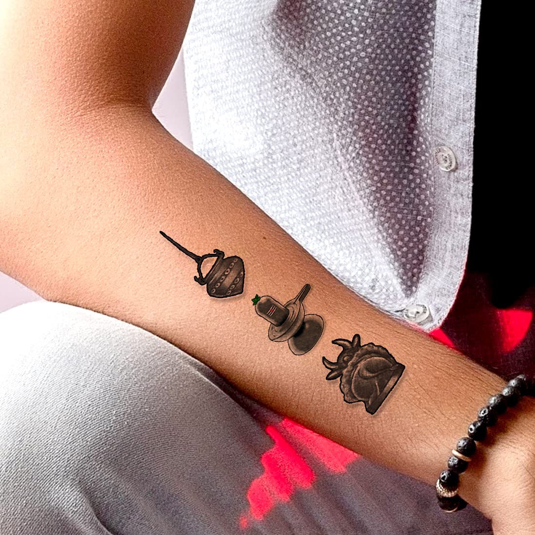 Shivling with Nandi - Lord Shiva Temporary Tattoo for Men & Women | Waterproof Body Art for Festivals, Yoga & Spiritual Events