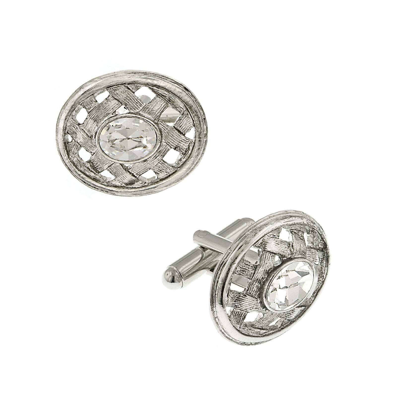 1928 Vintage Lattice Crystal Cufflinks for Men - Elegant Wedding, Prom & Formal Event Accessories - Perfect Gift for Grooms & Professionals