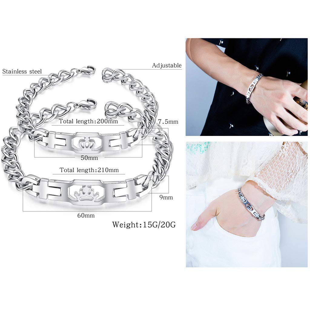 His and Hers Matching Link Bracelets for Couples - Lords Prayer Bangle for Men & Women - Romantic Gift for Christmas, Wedding, Valentine's Day - Perfect for Anniversaries, Engagements and Special Occasions