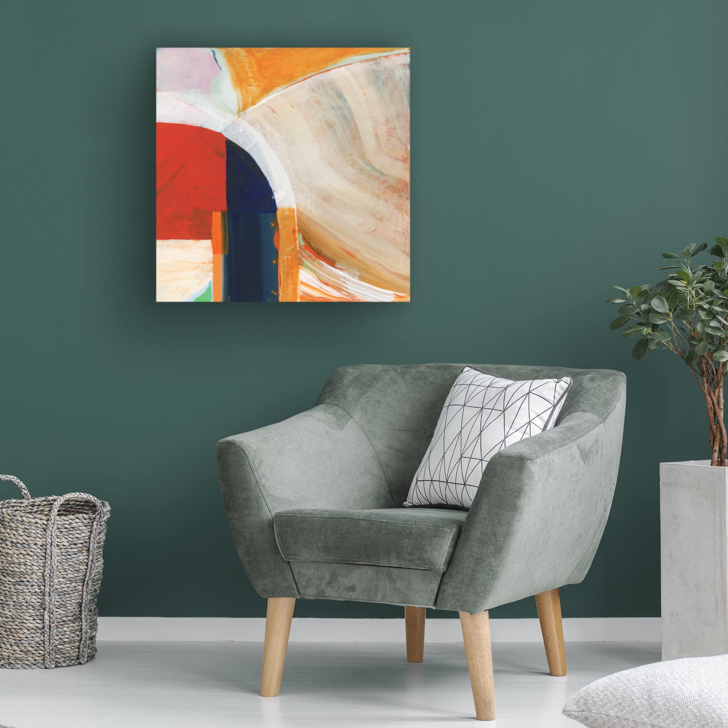 Blue Orange I Abstract Canvas Wall Art by Cartissi - Modern Home Decor for Living Room, Bedroom & Office - Handmade Fine Art Print