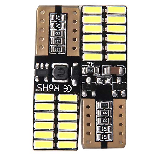 10Pcs T10 LED Canbus Bulbs 24SMD W5W - Error-Free 12V Car Parking Lights for Auto Indicator & Interior Lighting