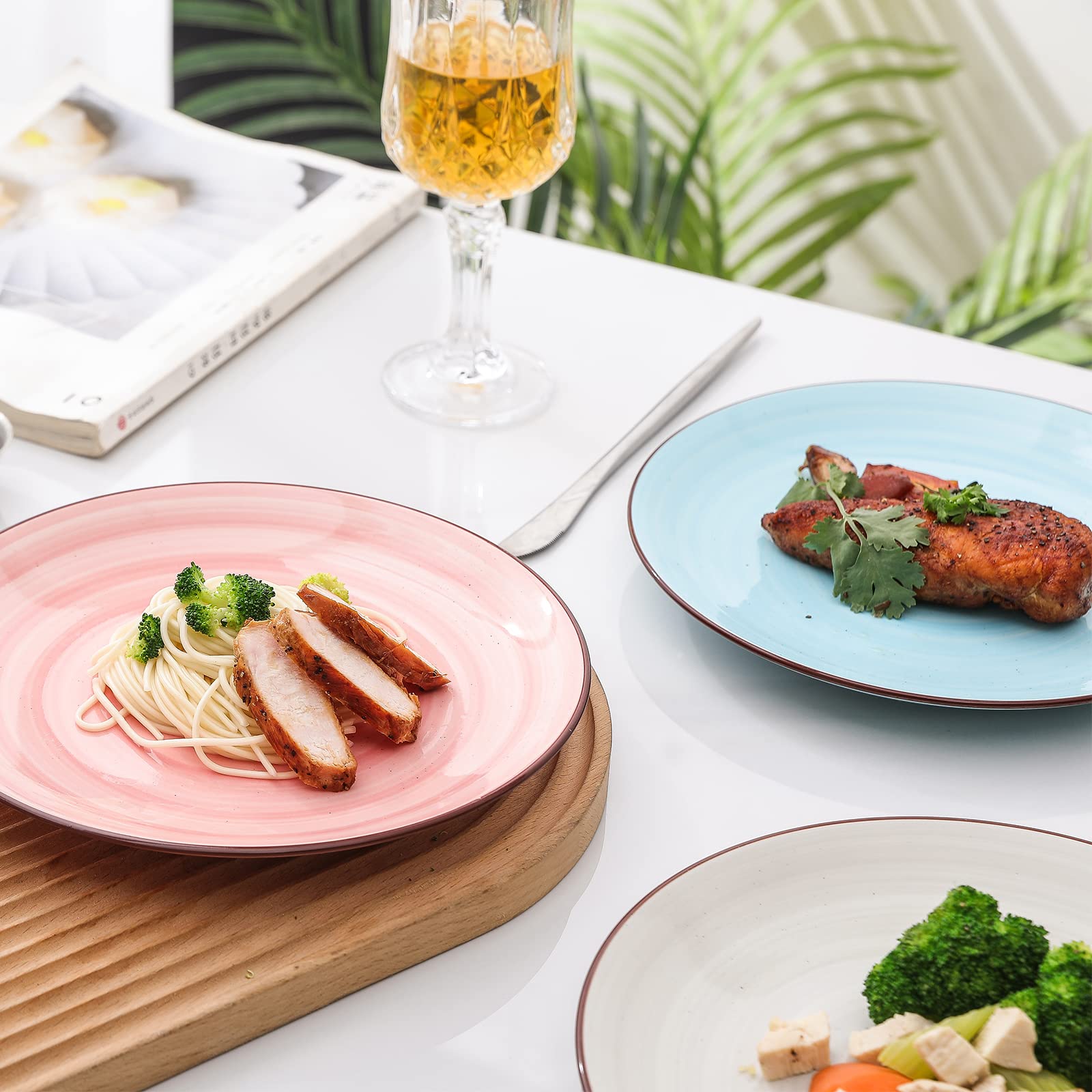 Selamica 10-Inch Ceramic Dinner Plates - Set of 6, Black Speckled Gradient Porcelain Plates for Appetizers, Salads, Desserts, Steak & Pancakes - Elegant Serving Dishes for Restaurants, Dinner Parties & Home Dining