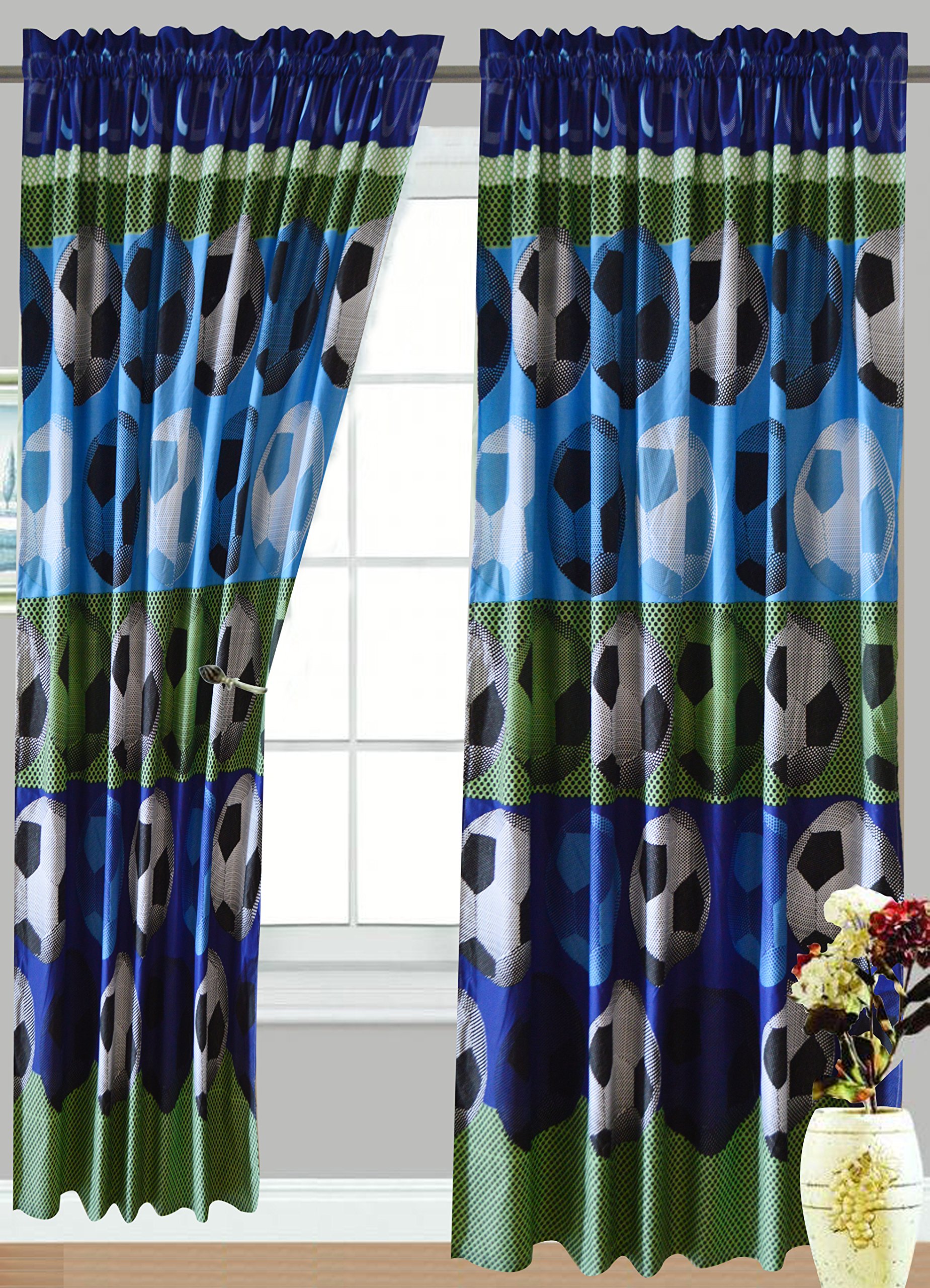 All American Collection 4-Piece Soccer Curtain Set - Team Sports Bedroom Decor for Kids & Teens - Perfect for Game Day & Themed Rooms (Curtain Set ONLY)