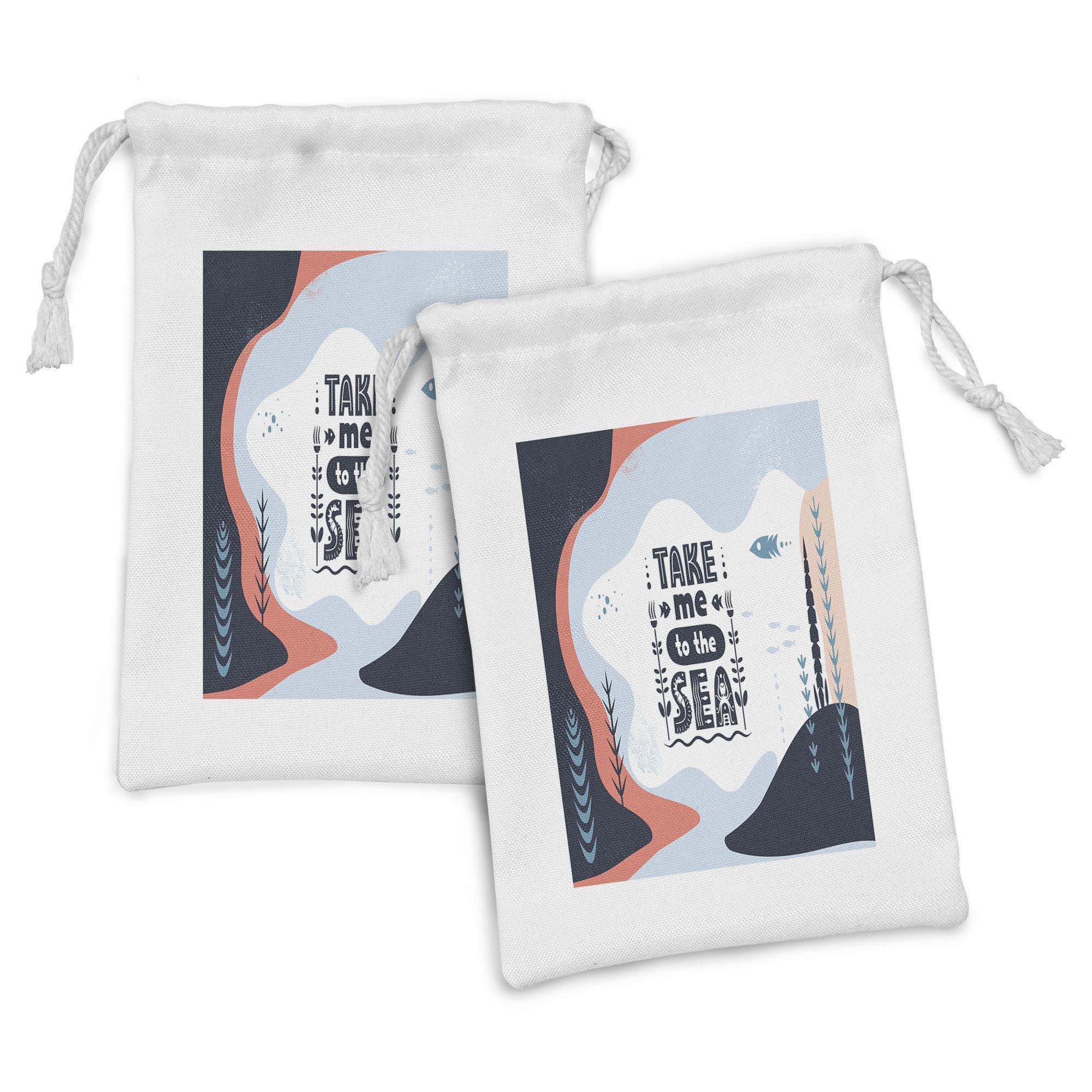 Ambesonne 2-Pack Deep Sea Fabric Drawstring Pouch Set - 9