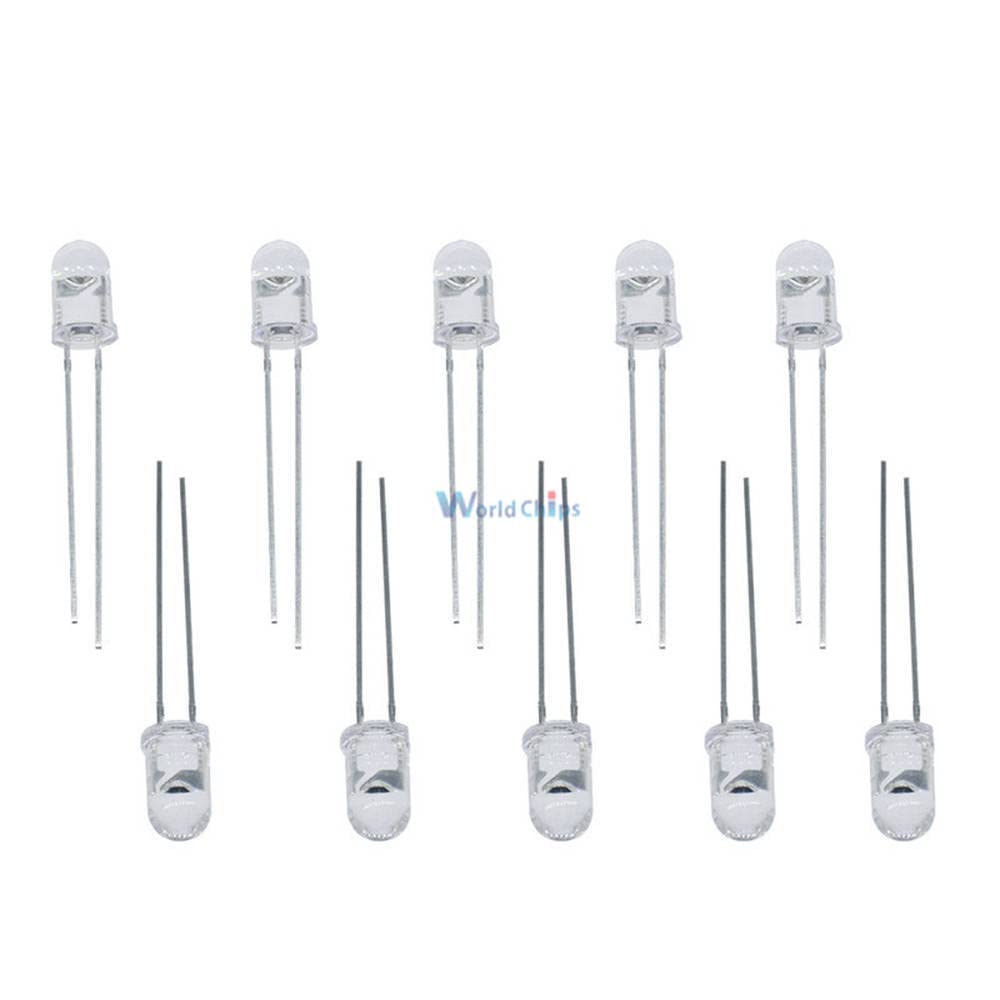 10Pcs 5mm 850nm IR Infrared LED Lamps for Night Vision Security Cameras, CCTV Systems, and DIY Electronics Projects