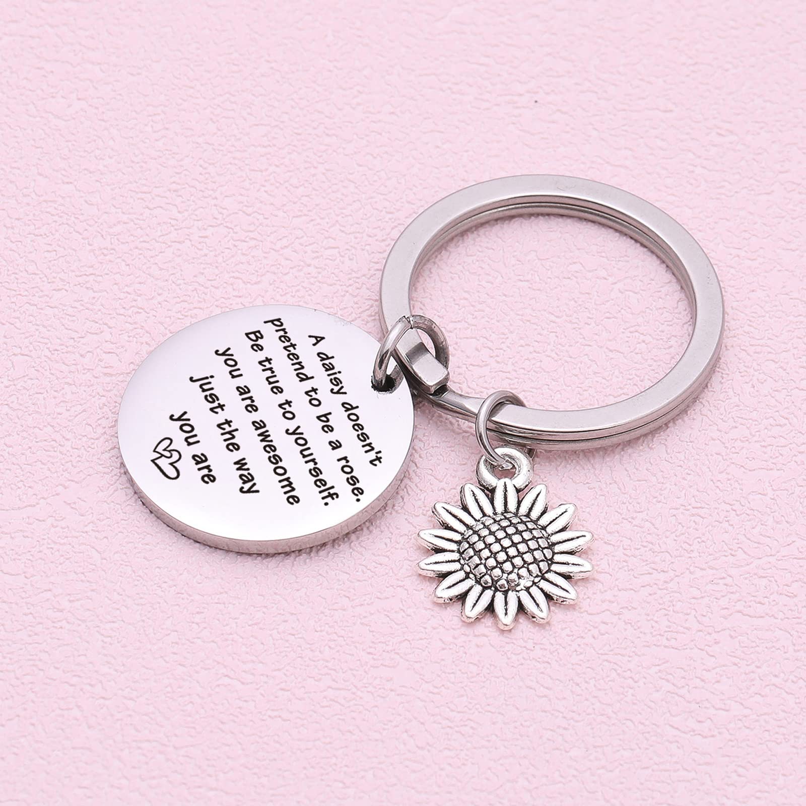 Daisy Keychain for Best Friends - Stainless Steel Friendship Jewelry - Perfect Gift for Daughter, Cousin & My Tribe - Daisy Lover Accessories for Everyday Carry & Special Occasions